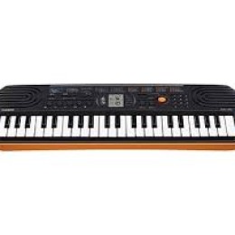 Casio SA-76 Portable Musical Keyboard Piano (Black & Orange with Adapter)