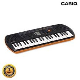 Casio SA-76 Portable Musical Keyboard Piano (Black & Orange with Adapter)
