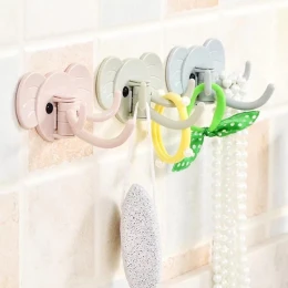 Cute Elephant Wall-mounted Self-Adhesive Wall Door Hooks for Bathroom Modern Sticky Wall Hooks