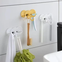 Cute Elephant Wall-mounted Self-Adhesive Wall Door Hooks for Bathroom Modern Sticky Wall Hooks