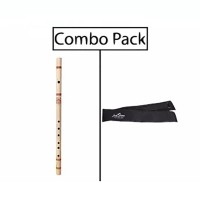Combo of Bamboo C Sharp Natural Medium Flute for Beginner Series and Flute Bag - Natural