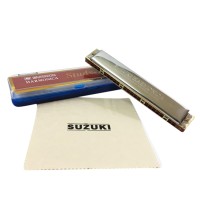 Suzuki Study-24 24 Holes Harmonica Tremolo Key of C with Cleaning Cloth Box Musical Instrument for Beginner Student