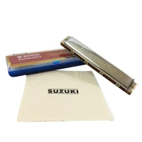 Suzuki Study-24 Holes Harmonica Tremolo Key Of C With Cleaning Cloth Box Musical Instrument for Beginner Student
