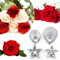 4pcs/set Roses Calyx Flower Cake Decorating Molds Stainless Steel Biscuit Fondant Cookie Cutter Wedding Baking Tools