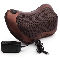 Electronic Massage Shiatsu Pillow Deep Kneading Neck Back Shoulder Massager Cushion 4 Rollers with Heat for Car, Home, Office Black