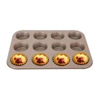 Baking Mould Gold Large 12-Hole Non-Stick Cup Iron Baking Pan Cake Mould