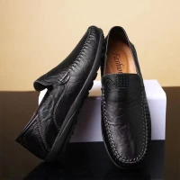 Spring Men's Casual Leather Shoes New Fashion Men's Shoes, One Foot Pedal Bean Shoes Wholesale Trend Men's Shoes
