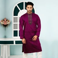 Cotton Indian Fabrics Panjabi (Purple)