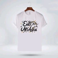 Eid Al Adha Synthetic T-shirt for Men Digital Black Color Print T-Shirts