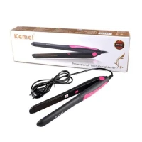 KEMEI KM-328 Professional Hair Straightener - Black And Pink